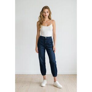 NEW Express Super High Waisted Elastic Back Jogger Jeans Dark Wash Size 00